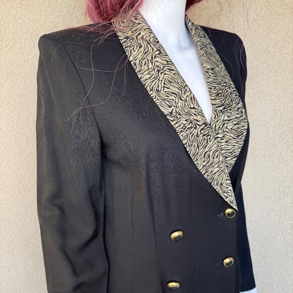 🔥💼Zebra-Collar Power 90s Boss Babe Tux Dress - Sz 8💼🔥 - Picture 2 of 7